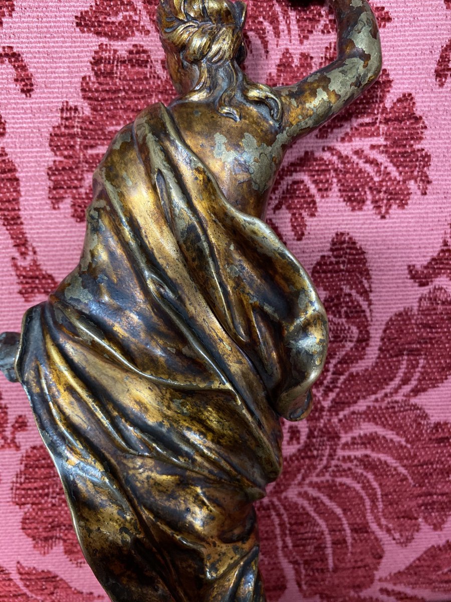 Gilded Bronze, Laureate Woman, Louis XIV Period-photo-1