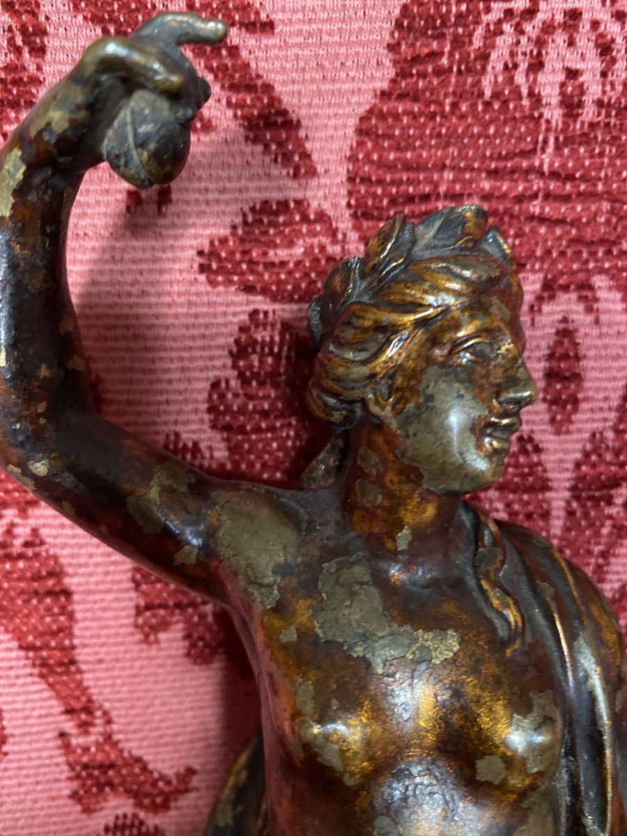 Gilded Bronze, Laureate Woman, Louis XIV Period-photo-3