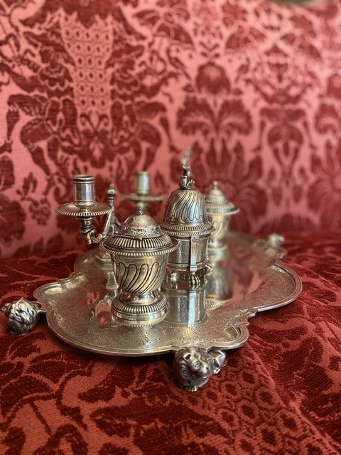 Louis XIV Silver Inkwell, Aucoc House-photo-3