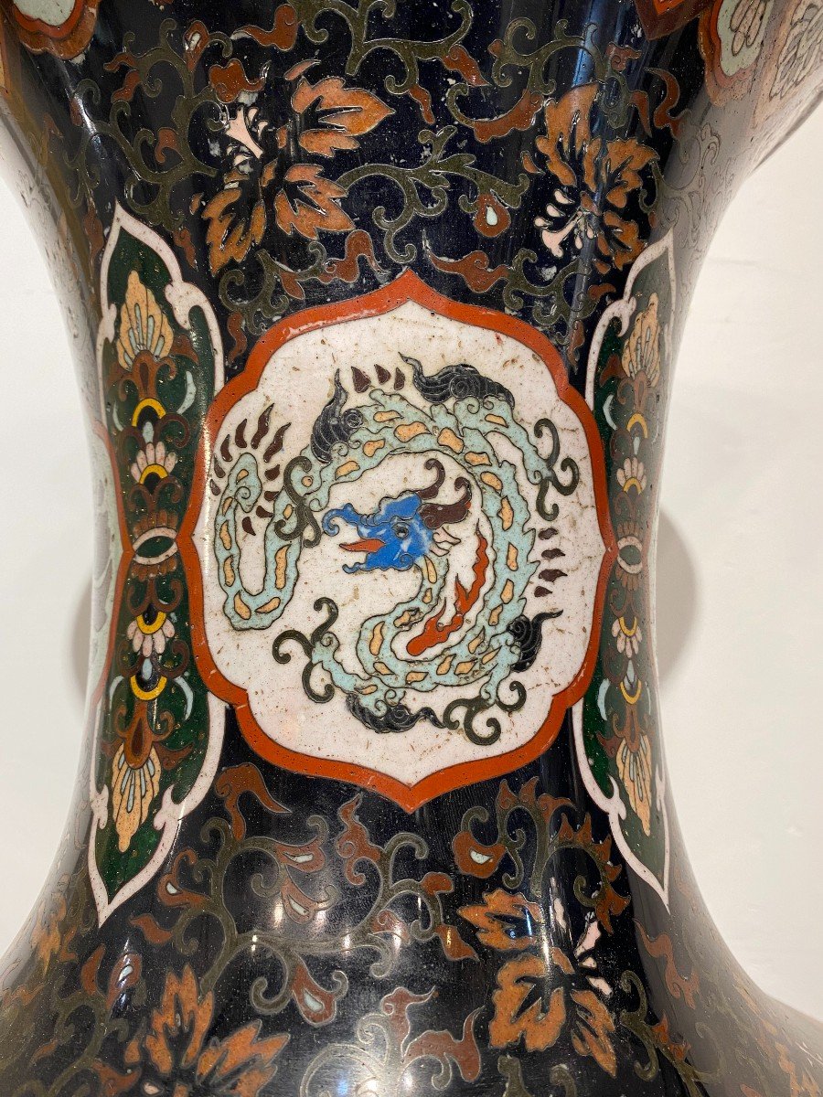Important vase en émail cloisonné , japon époque Meiji-photo-1