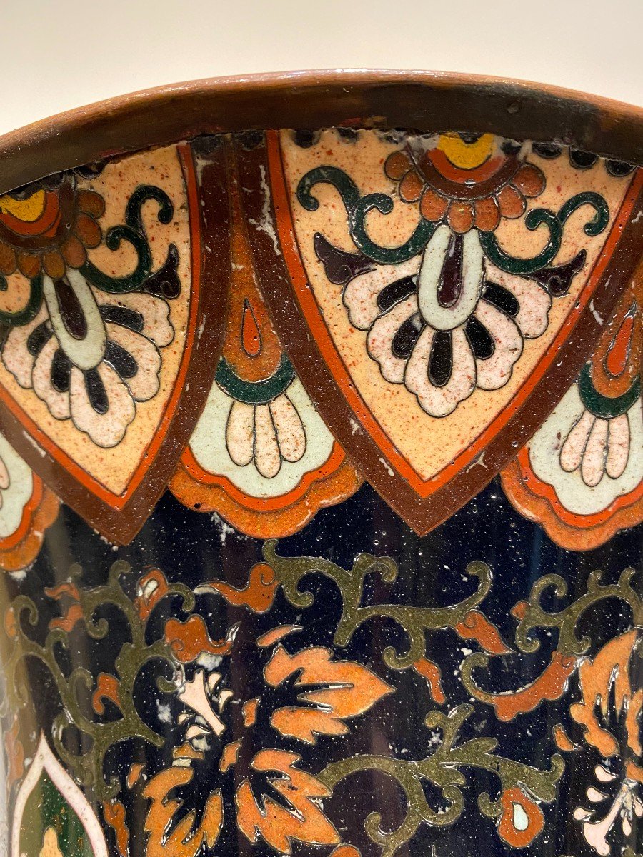 Important vase en émail cloisonné , japon époque Meiji-photo-2