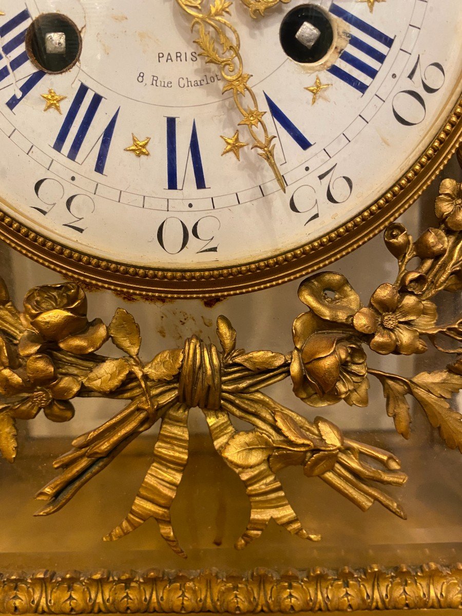 Louis XVI Style Gilt Bronze Cage Clock, Lemerle Charpentier-photo-1