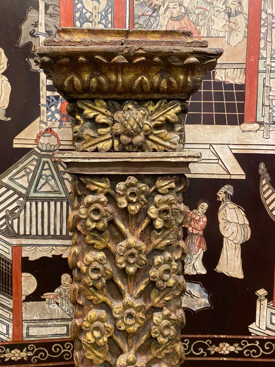 colonne en bois sculpté XVIIIème siècle-photo-3