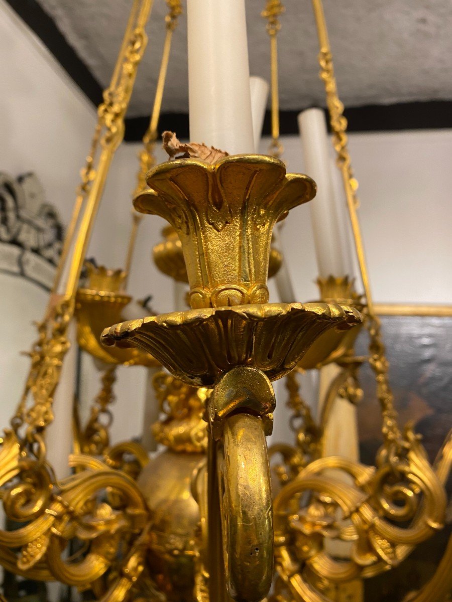 important lustre en bronze doré , époque Restauration-photo-3