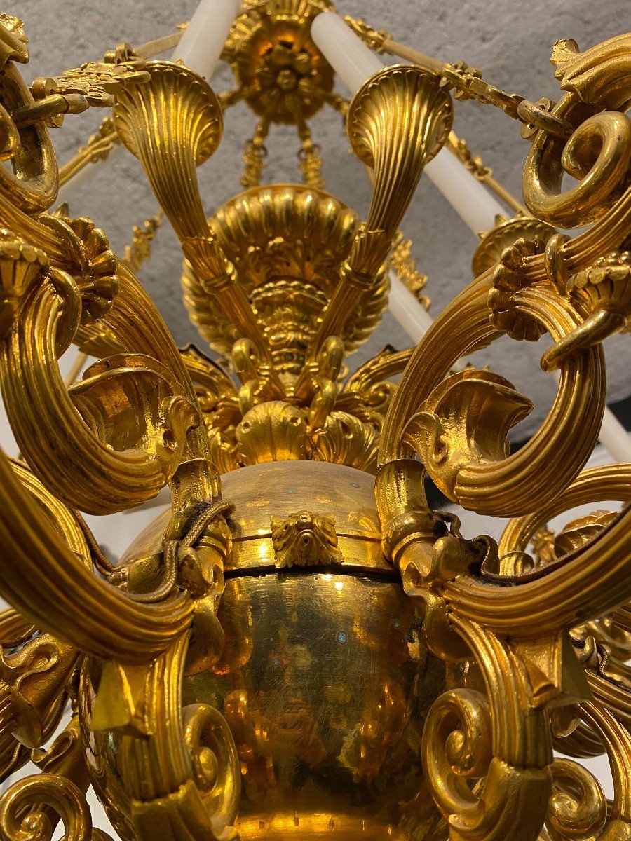 Important Gilded Bronze Chandelier, Restoration Period-photo-2