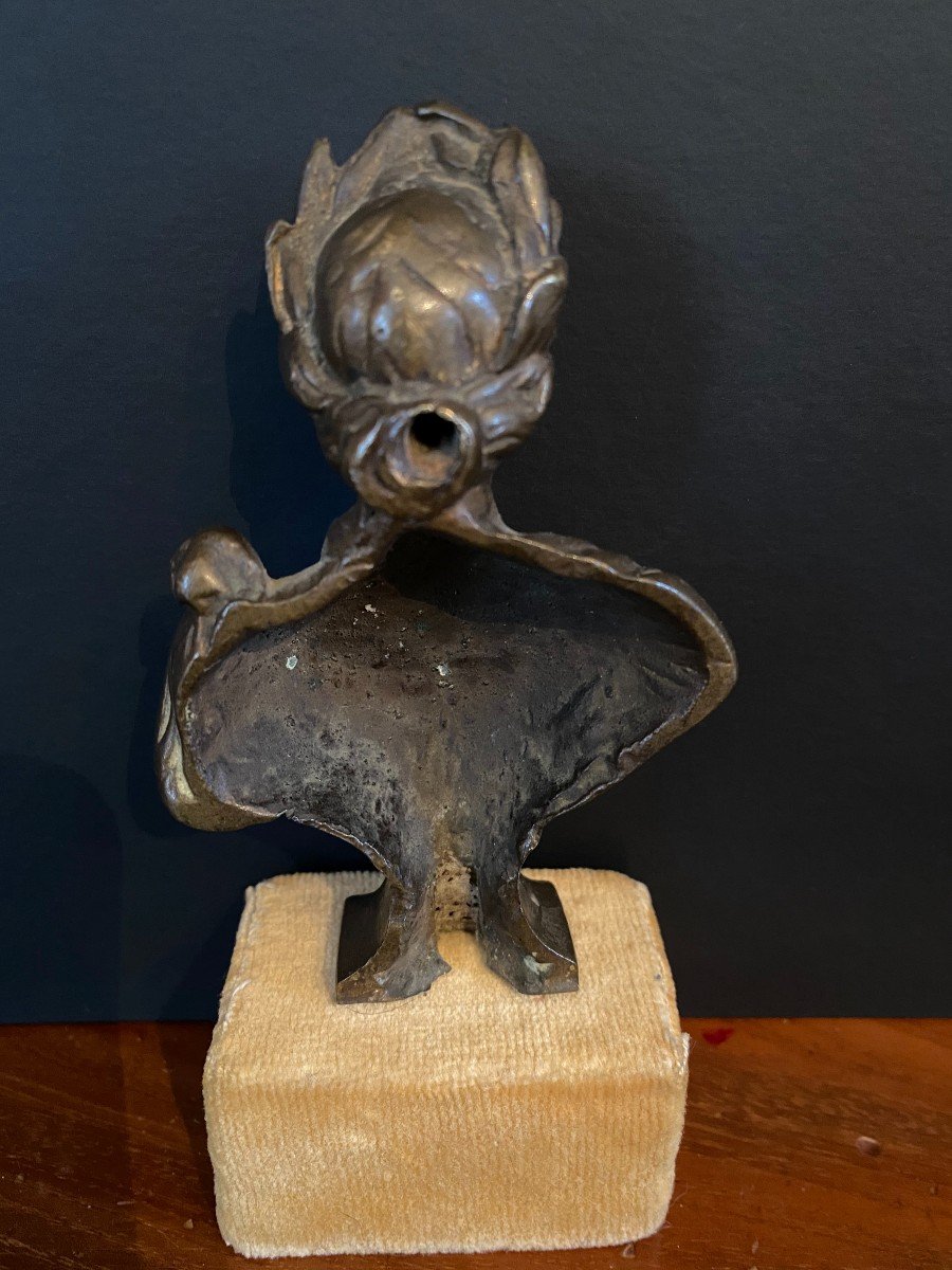 Buste en bronze , femme laurée ,  XVIIème siècle-photo-2