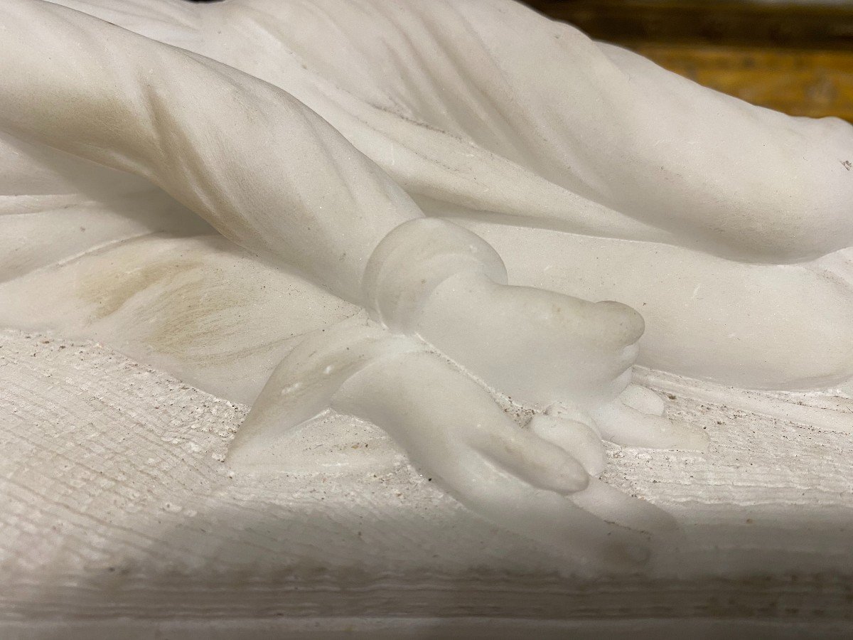 Sculpture, Sainte Cécile, Soft Marble 19th Century-photo-2