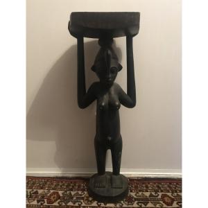 Africanist Bolster In Carved Wood Circa 1930