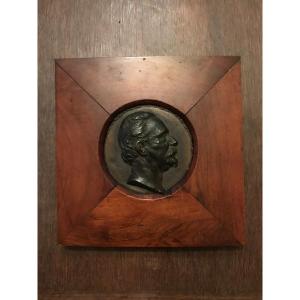 Bronze Medallion, 19th Century Male Profile