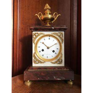 Directoire Clock In Marble And Bronze, Signed Cœur Et Fils In Paris