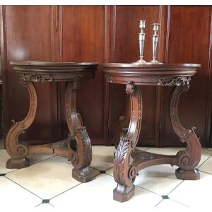 Pair Of Regency Style Carved Oak Bolsters Late 19th Century 