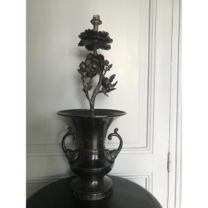 Vase En Bronze Japon Monté En Lampe Période Edo
