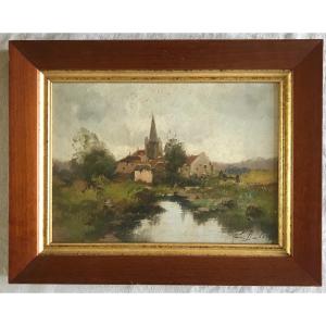 Eugène Galien-laloue Country Landscape Oil On Panel 19th Century