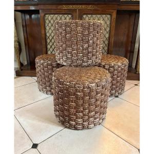 Quatre tabourets en corde-XXème siècle-vers 1970