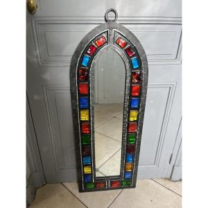 Miroir en verre de couleur-année 1970-XXème siècle