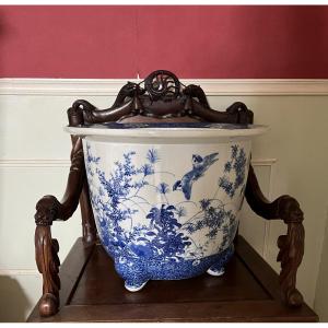 Japanese Porcelain Pot Cover, Seto Cheek, Meiji Period