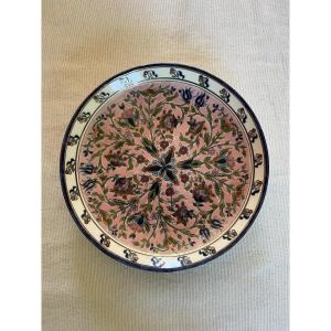 Plat en céramique émaillée à décor Persan , Iznik, Zsolnay , fin XIXème siècle