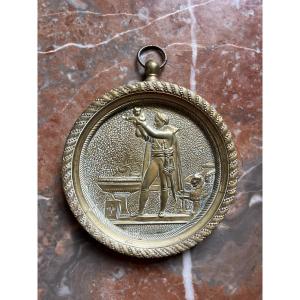 Bronze Medallion , Baptism Of The King Of Rome , First Empire , XIXth Century