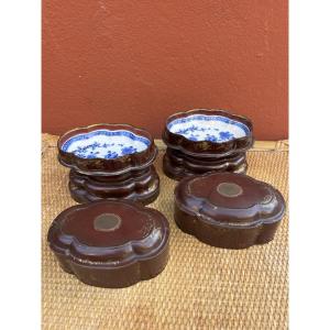 Pair Of 19th-century Chinese Lacquer And Porcelain Boxes