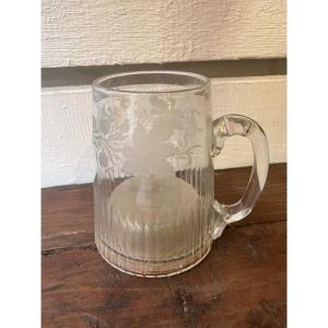 Chope en verre gravé musicale, fin XIXème siècle