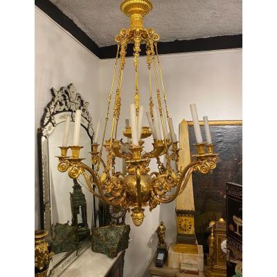 Important Gilded Bronze Chandelier, Restoration Period