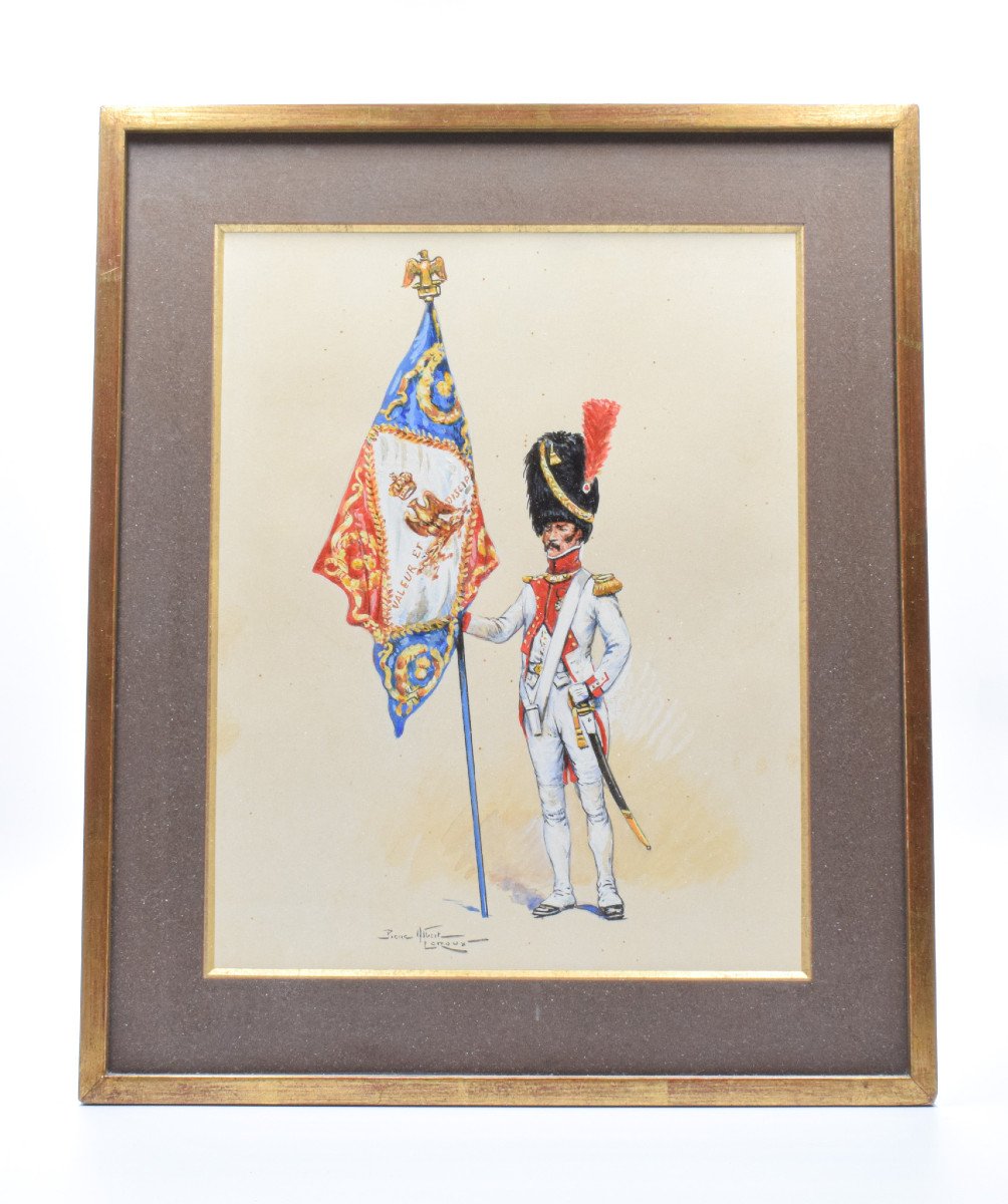 4 Beautiful Military Watercolors Signed Pierre Albert Leroux-photo-2