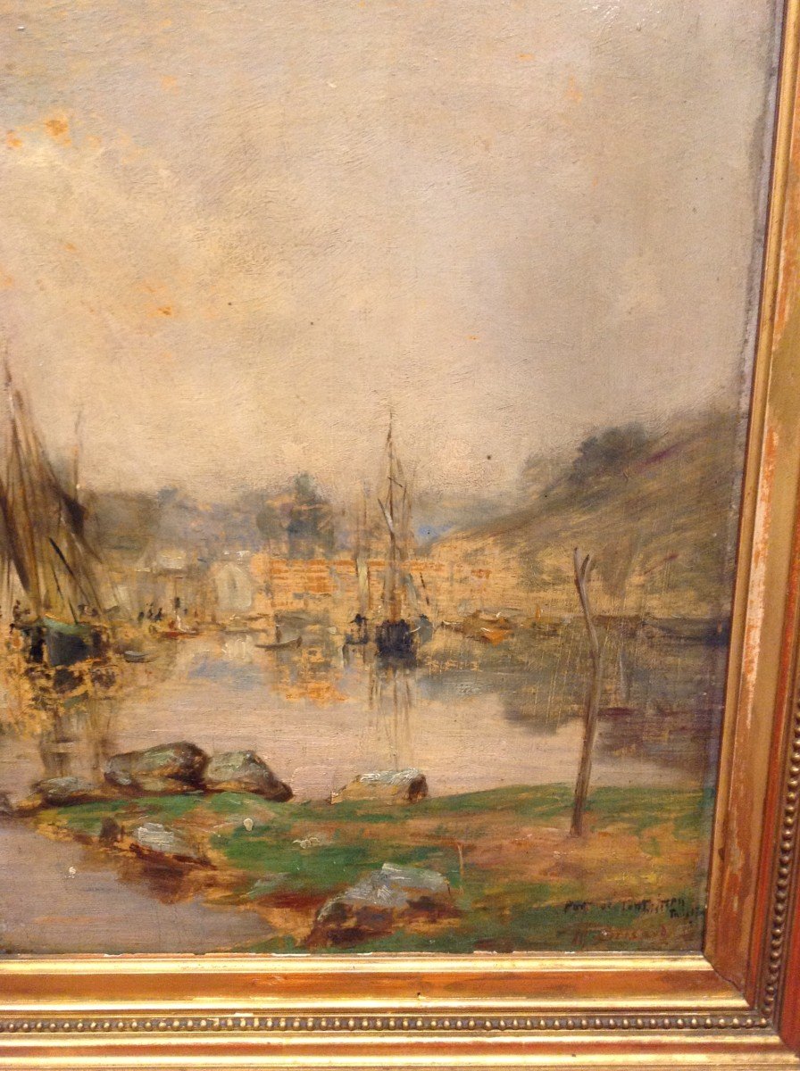 Painting "port Of Pont-aven" Signed Brisard-photo-6