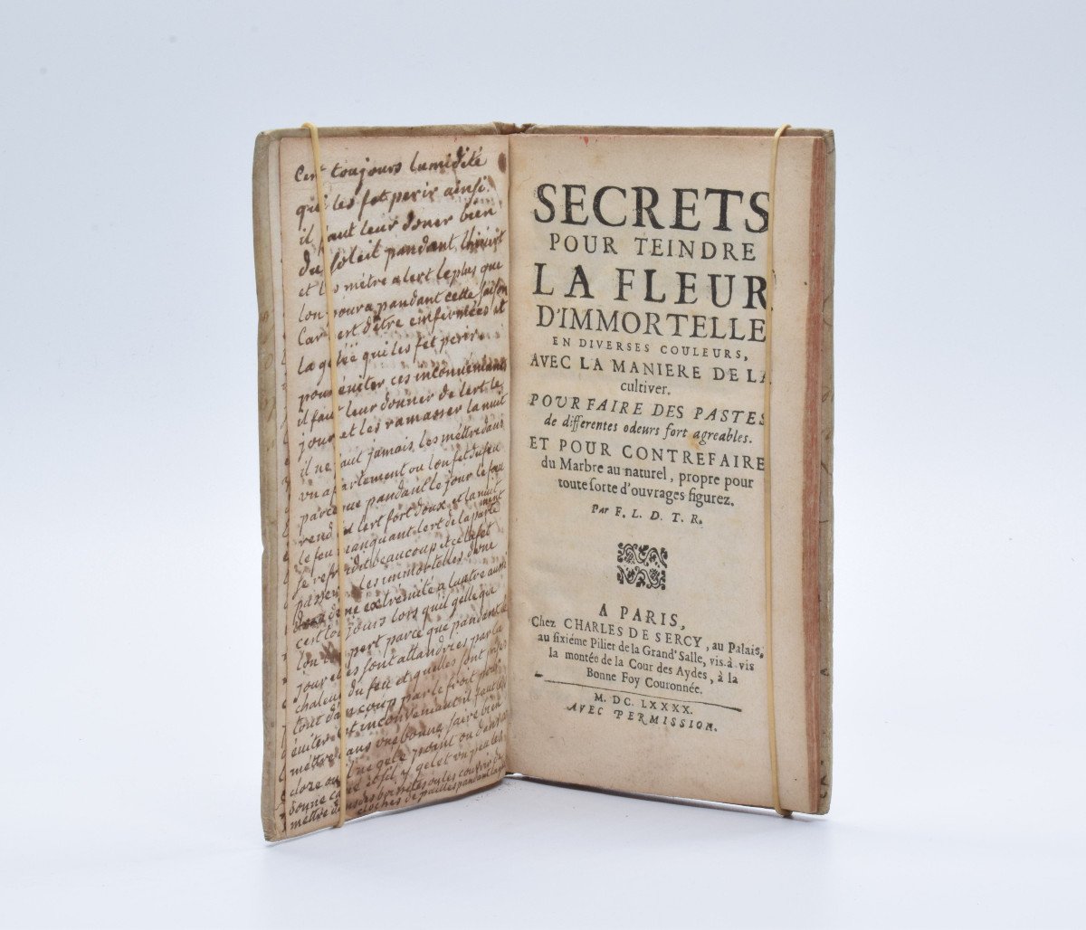 Livre Ancien : Secrets Pour Teindre La Fleur D’immortelle En Diverses Couleurs 1690 Rare-photo-2