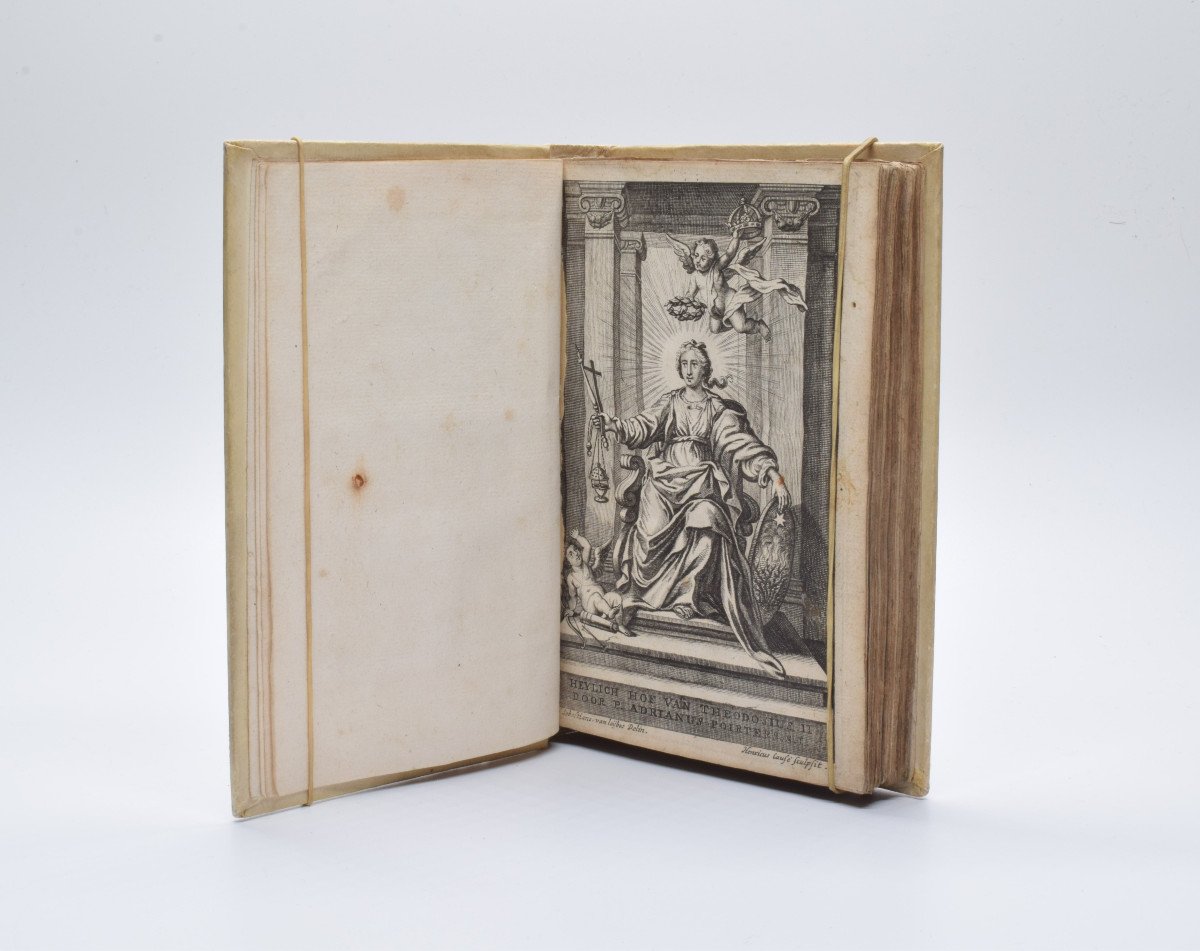 Livre Ancien : Adrianus Poirters – Heyligh Hof Vanden Keyse Theodosius 1696 Rare [hollandais]-photo-2