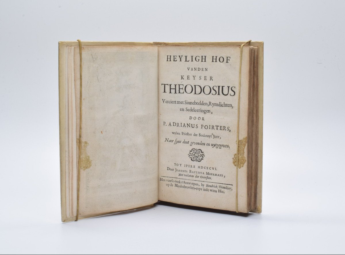 Livre Ancien : Adrianus Poirters – Heyligh Hof Vanden Keyse Theodosius 1696 Rare [hollandais]-photo-3