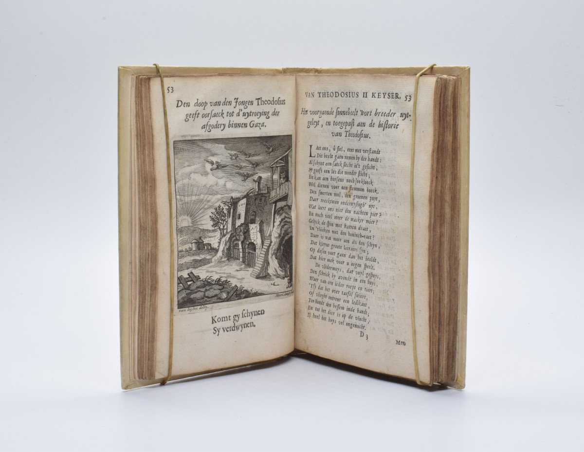 Livre Ancien : Adrianus Poirters – Heyligh Hof Vanden Keyse Theodosius 1696 Rare [hollandais]-photo-5