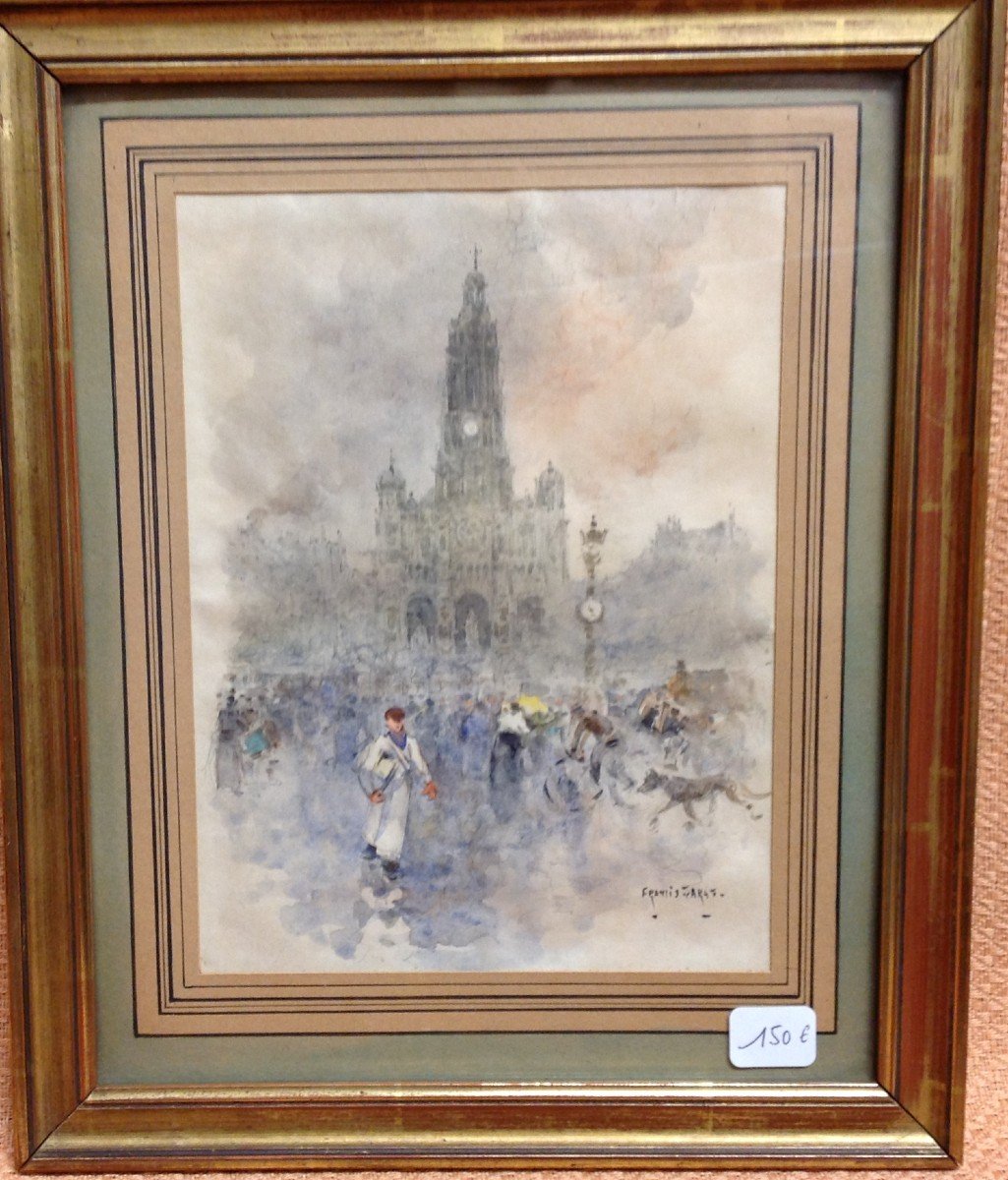 Watercolor View Of Paris Early 20th Century By Francis Garat-photo-2