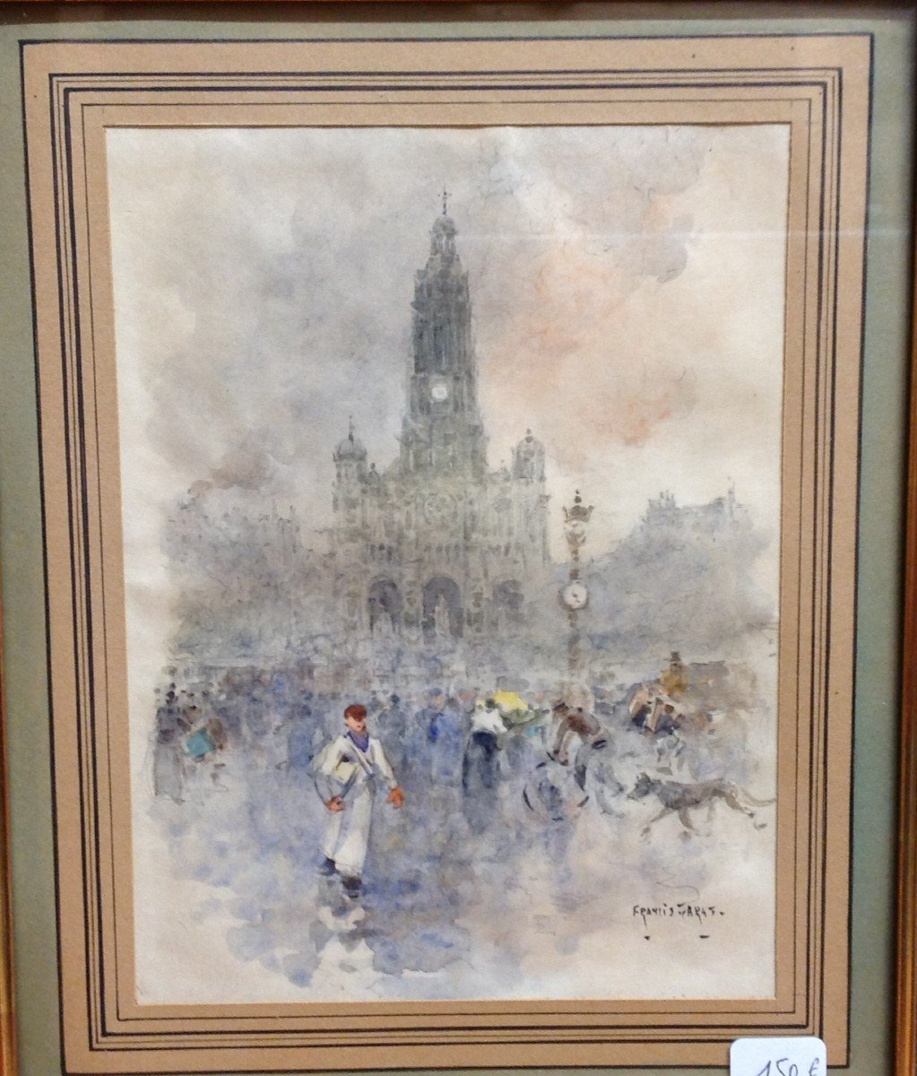 Watercolor View Of Paris Early 20th Century By Francis Garat
