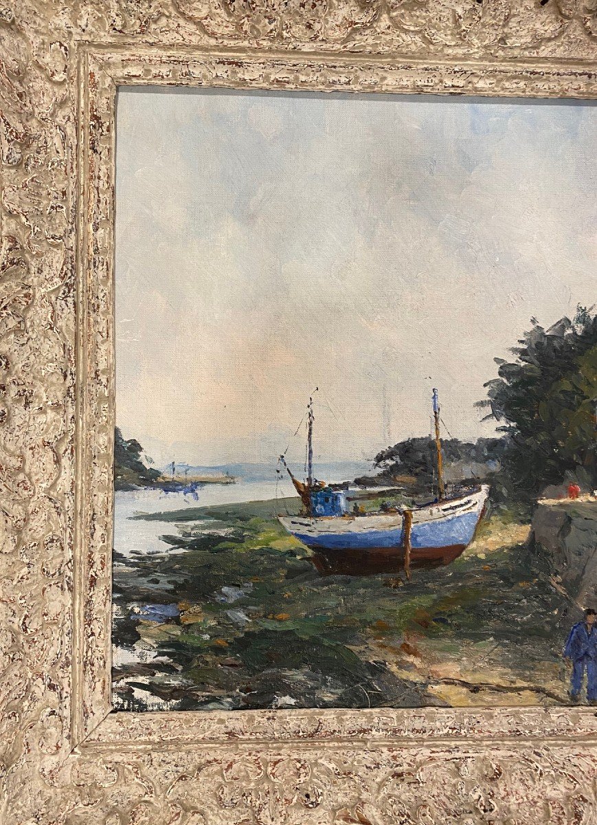 Tableau "barque à Douarnenez" De Claude Bils-photo-2