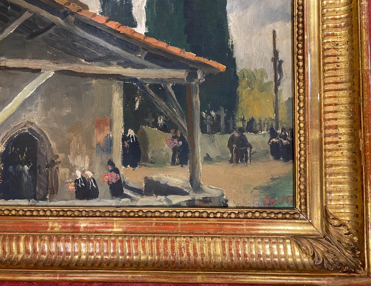 Painting "in Front Of The Church In Brittany"-photo-4