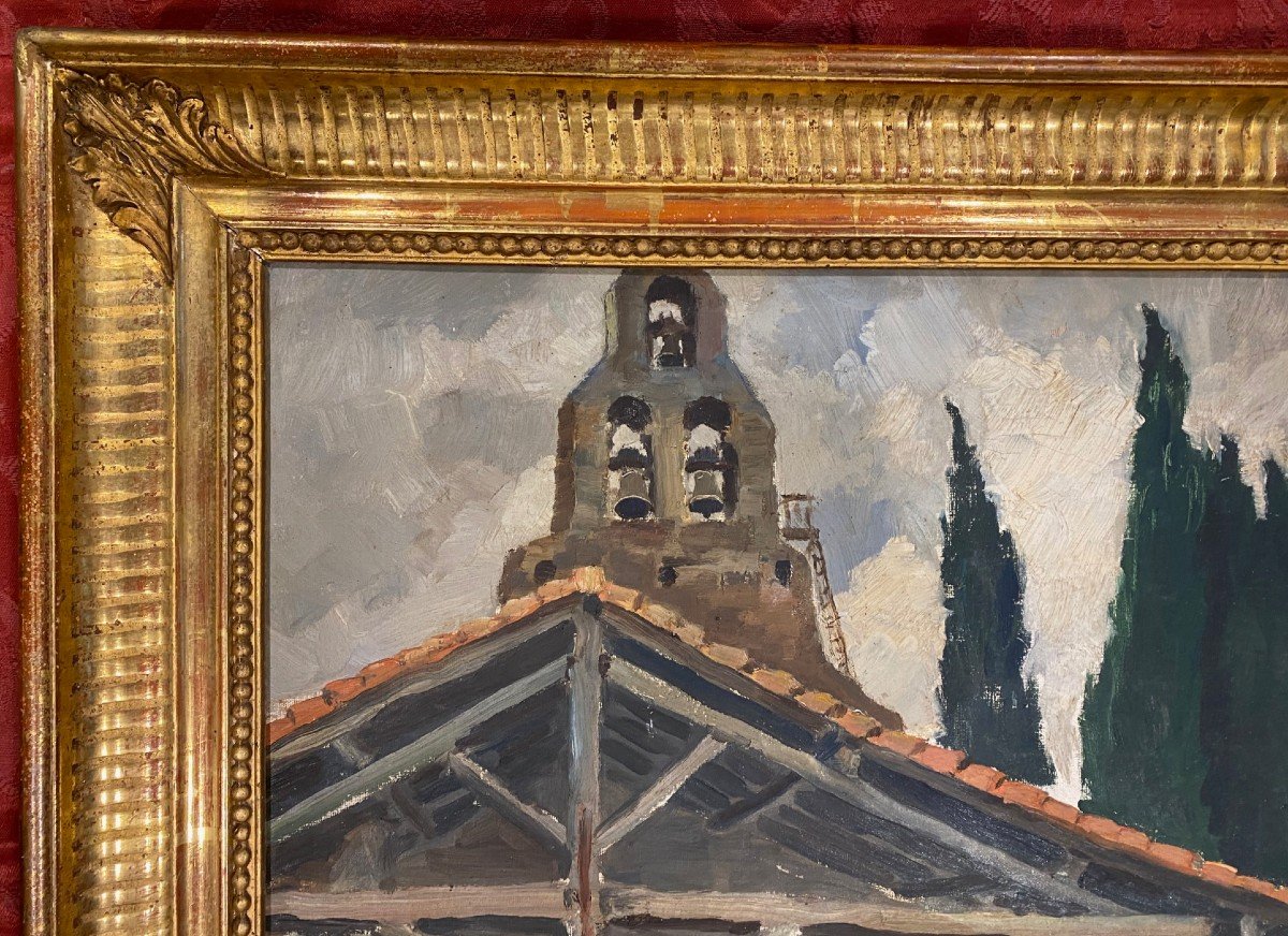 Painting "in Front Of The Church In Brittany"-photo-2
