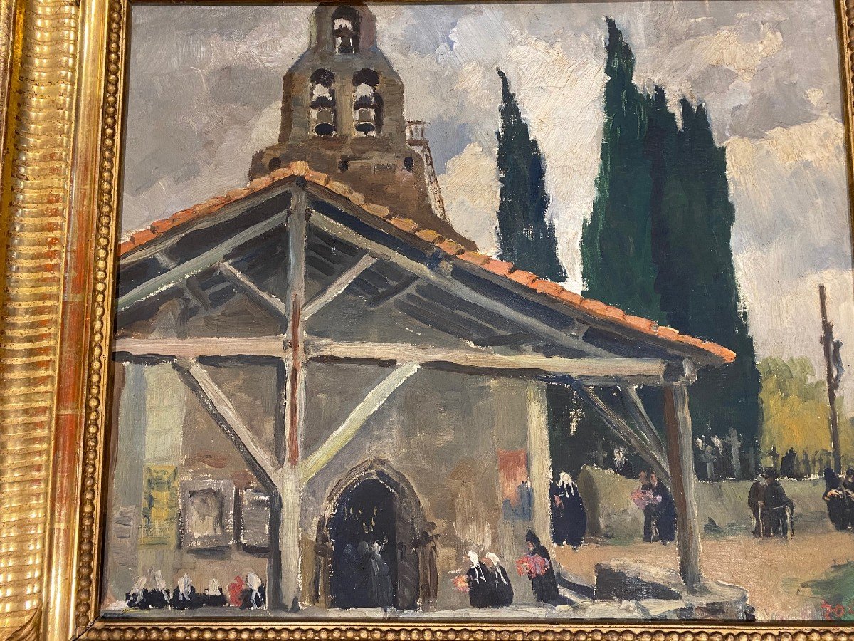Painting "in Front Of The Church In Brittany"-photo-4