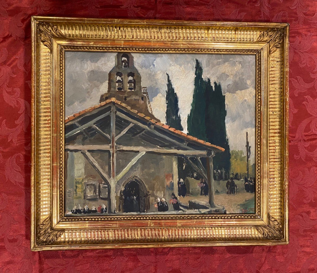 Painting "in Front Of The Church In Brittany"-photo-5