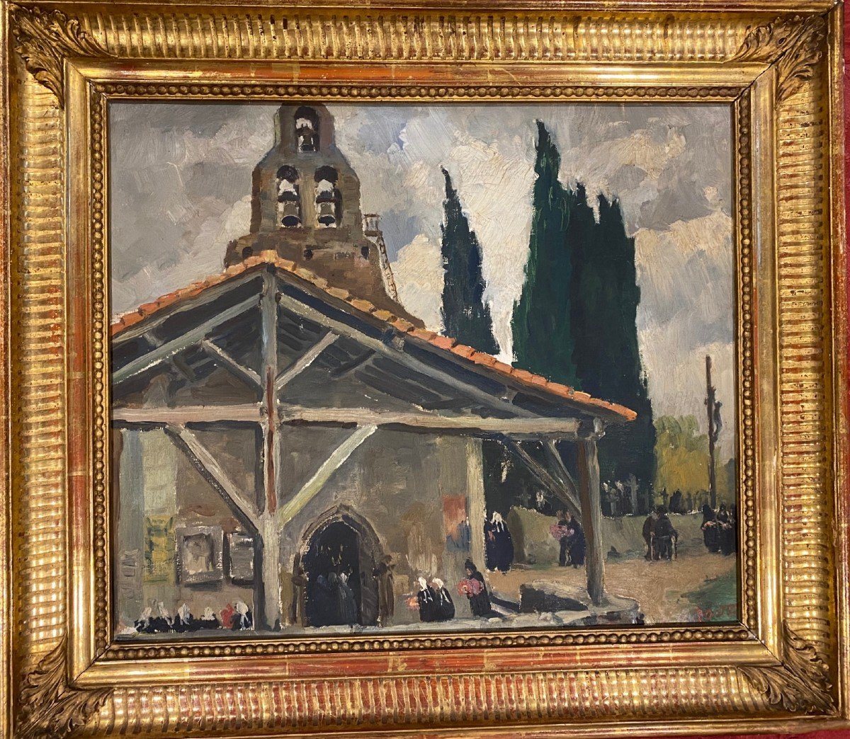 Painting "in Front Of The Church In Brittany"