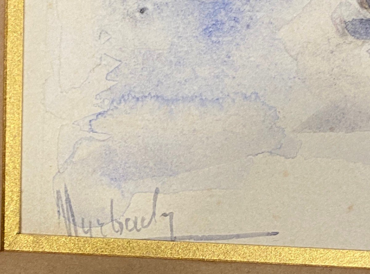 Watercolor Genre Scene Signed Myrbach-photo-3