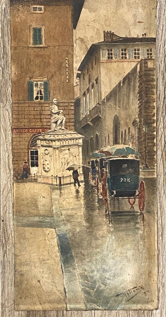 Aquarelle Rue Animée En Italie-photo-2