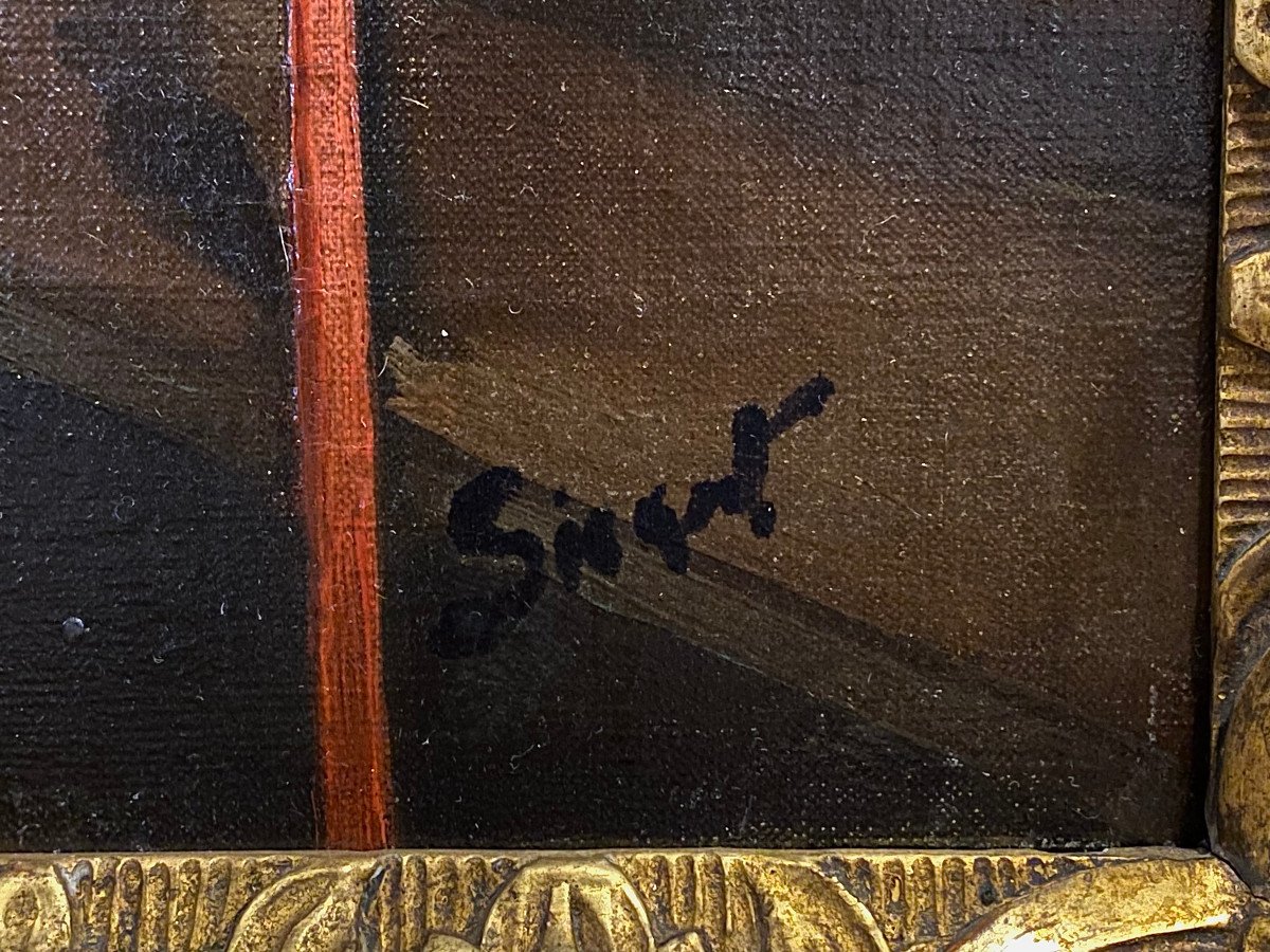 Interior Of Venetian Palace Oil On Canvas Signed Sickert-photo-4