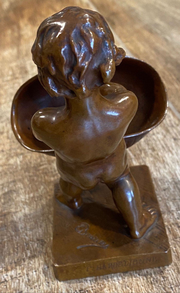 Petit Bronze "enfant Au Panier " De Barrias-photo-2