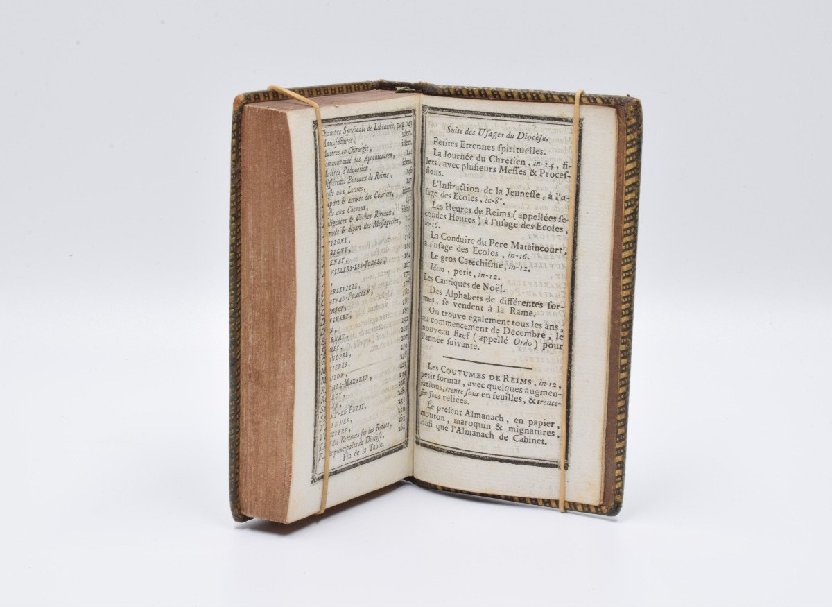 Antique Book: Almanac Of The City And Diocese Of Reims 1790 Moroccan Binding With Arms-photo-5