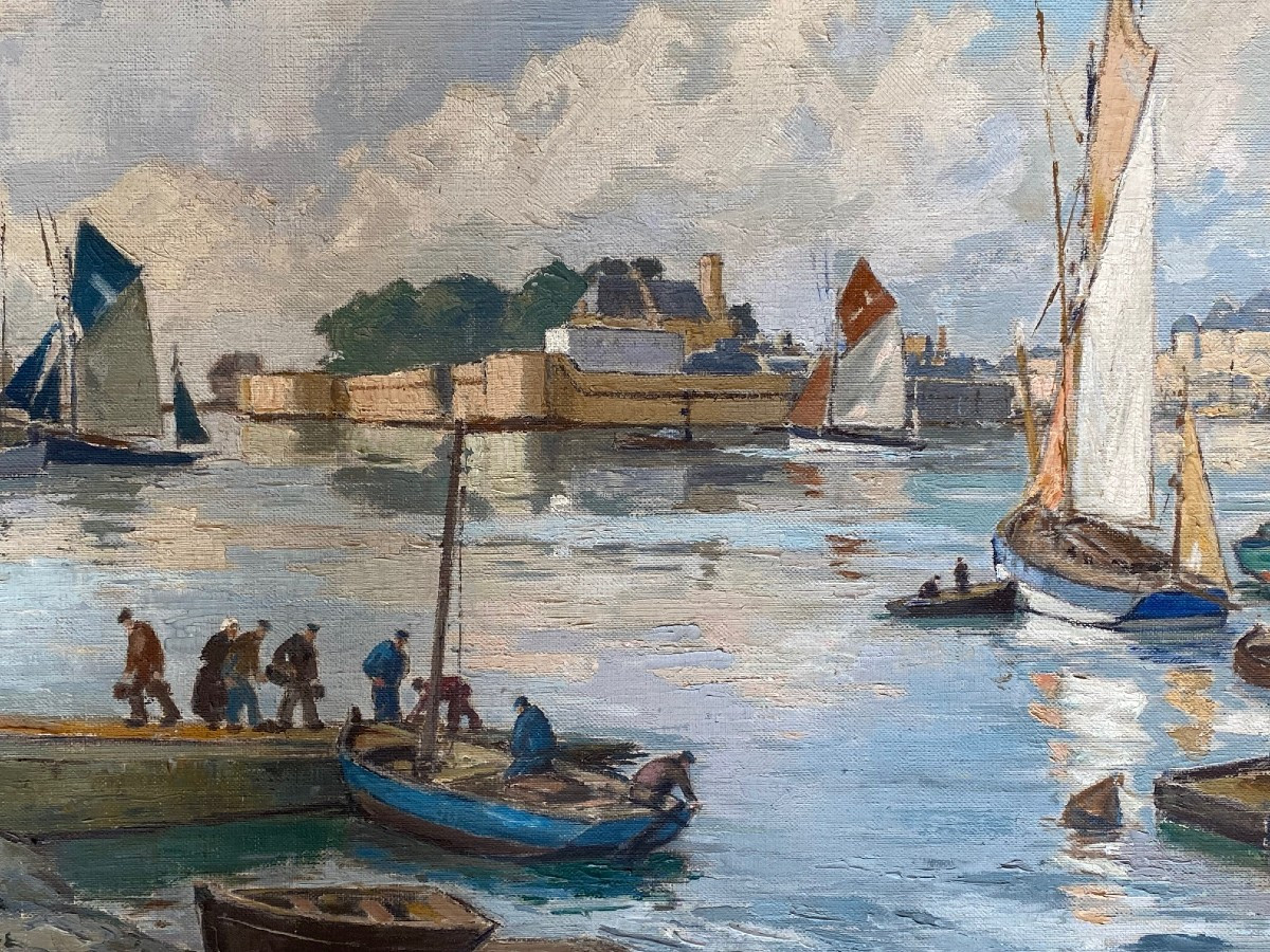Tableau "port De Concarneau" Bretagne Par André Demoly-photo-4