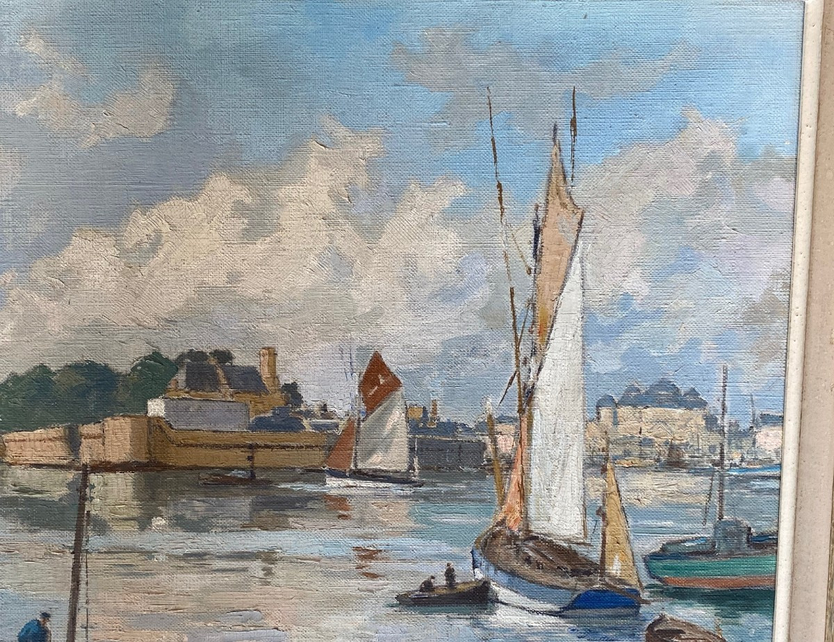 Tableau "port De Concarneau" Bretagne Par André Demoly-photo-4