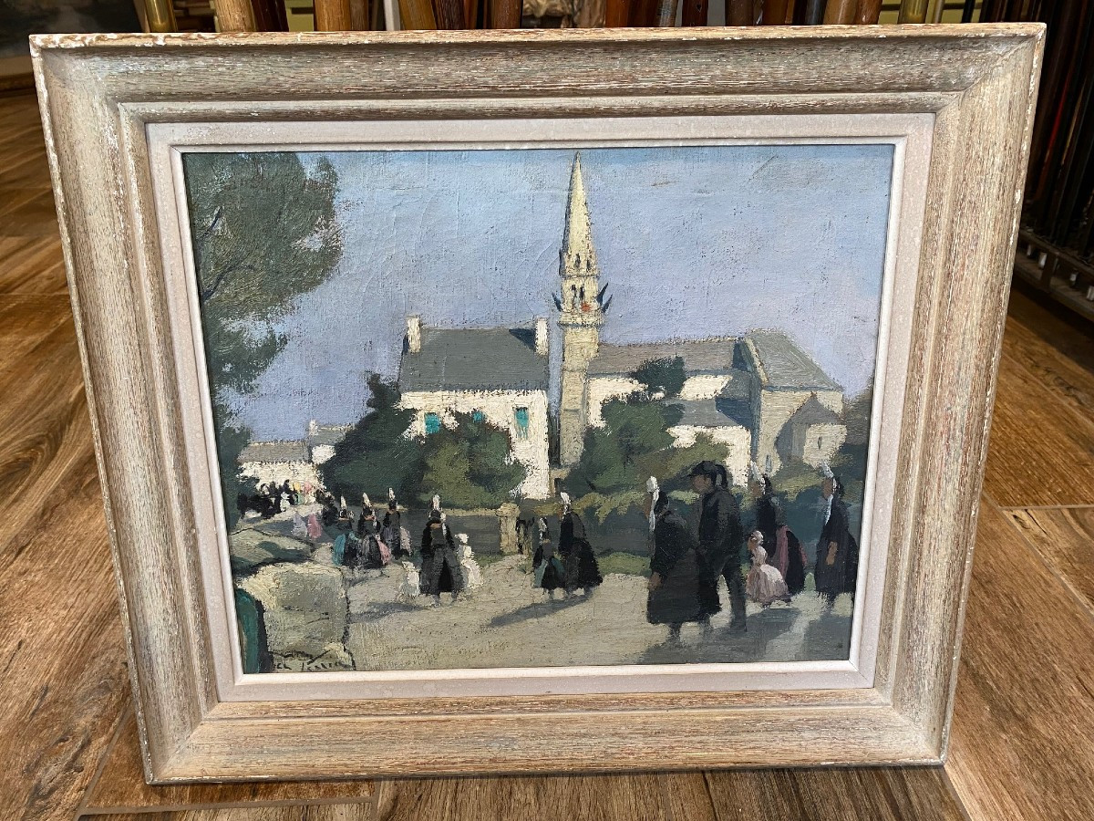 Tableau "jour De Fête à Loctudy" .Bretagne-photo-3