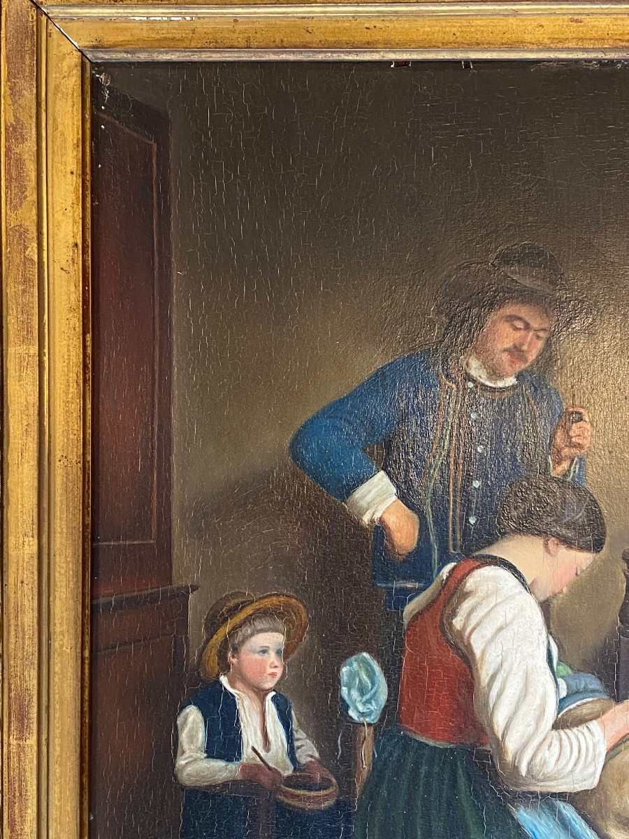 Painting "breton Family" 19th Century. Brittany-photo-5