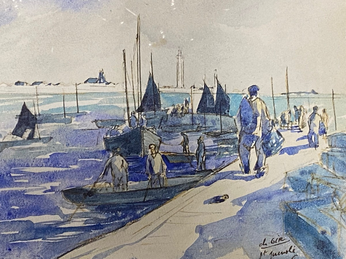 Painting Of Saint Guénolé By Charles Gir. Brittany-photo-2