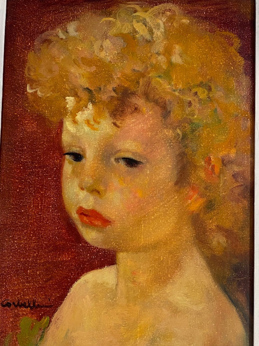 Child Portrait Painting By Luigi Corbellini